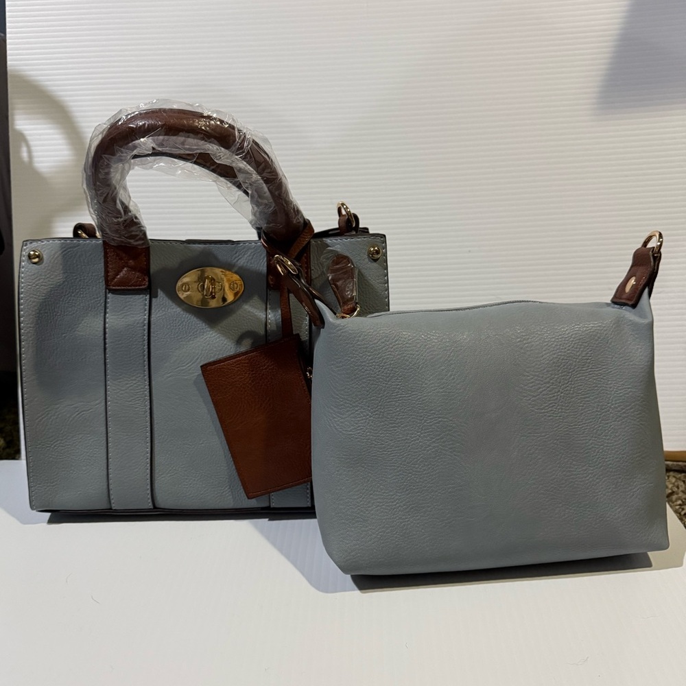 NWT 3 in 1 Two-Tone Tote Crossbody Bag with Removable Inner Pouch and Coin Purse